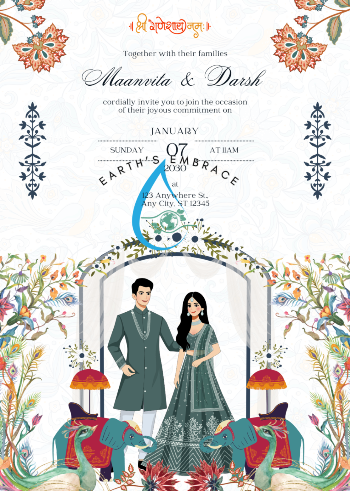 Sage Elephant Invitation