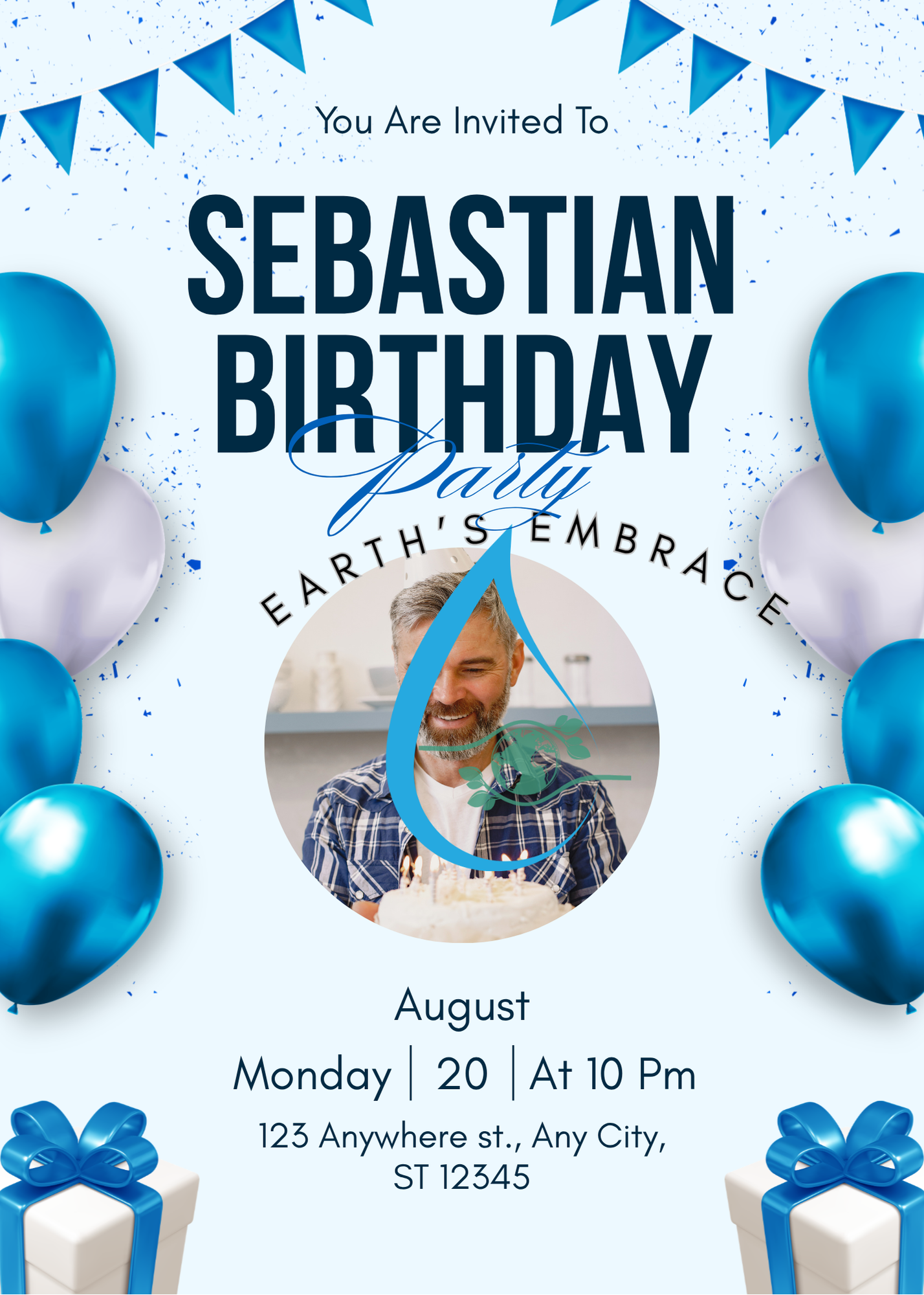 Blue Balloon Photo Invite