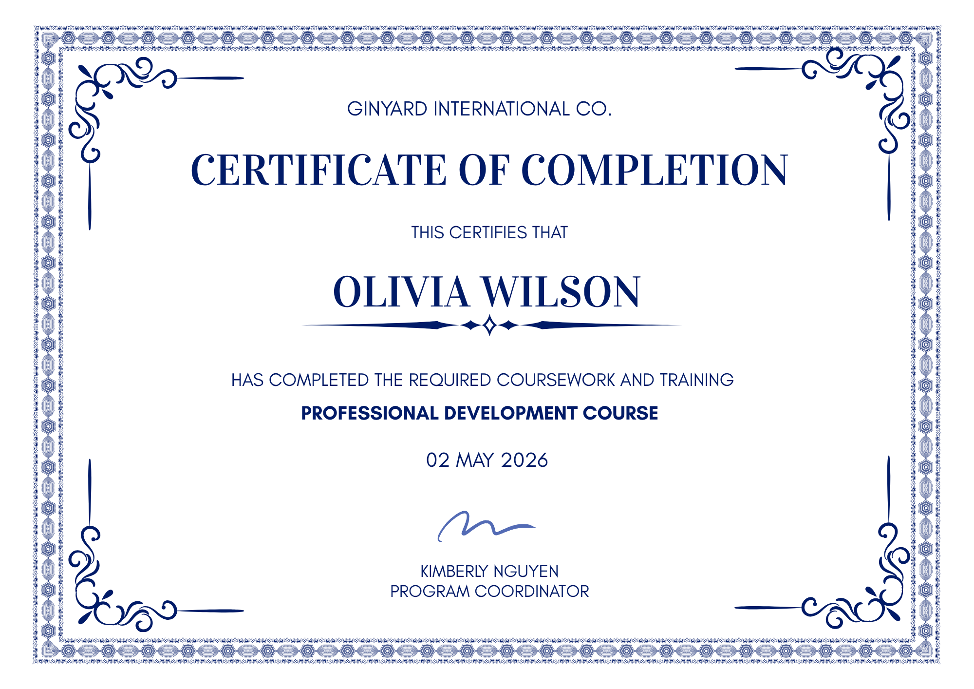 Classic Completion Certificate