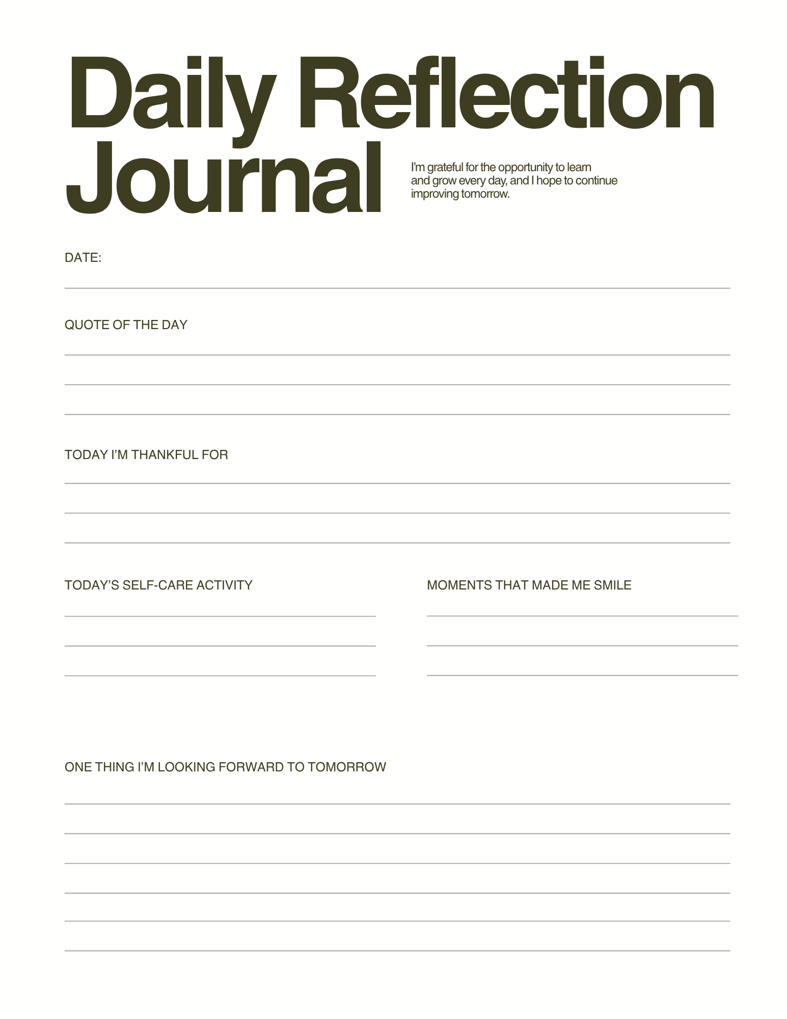 Daily Reflection Journal