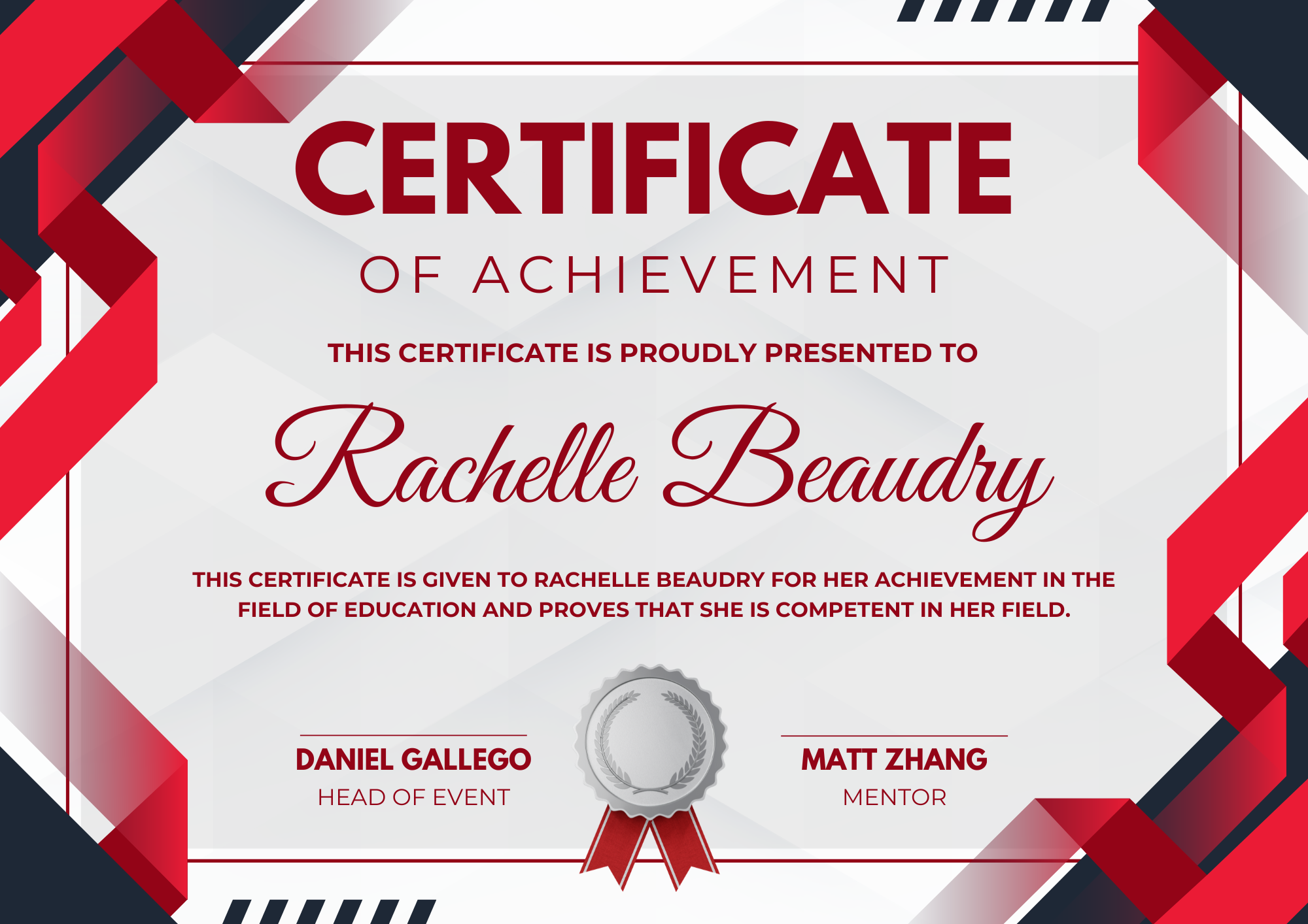 Red Geometric Certificate