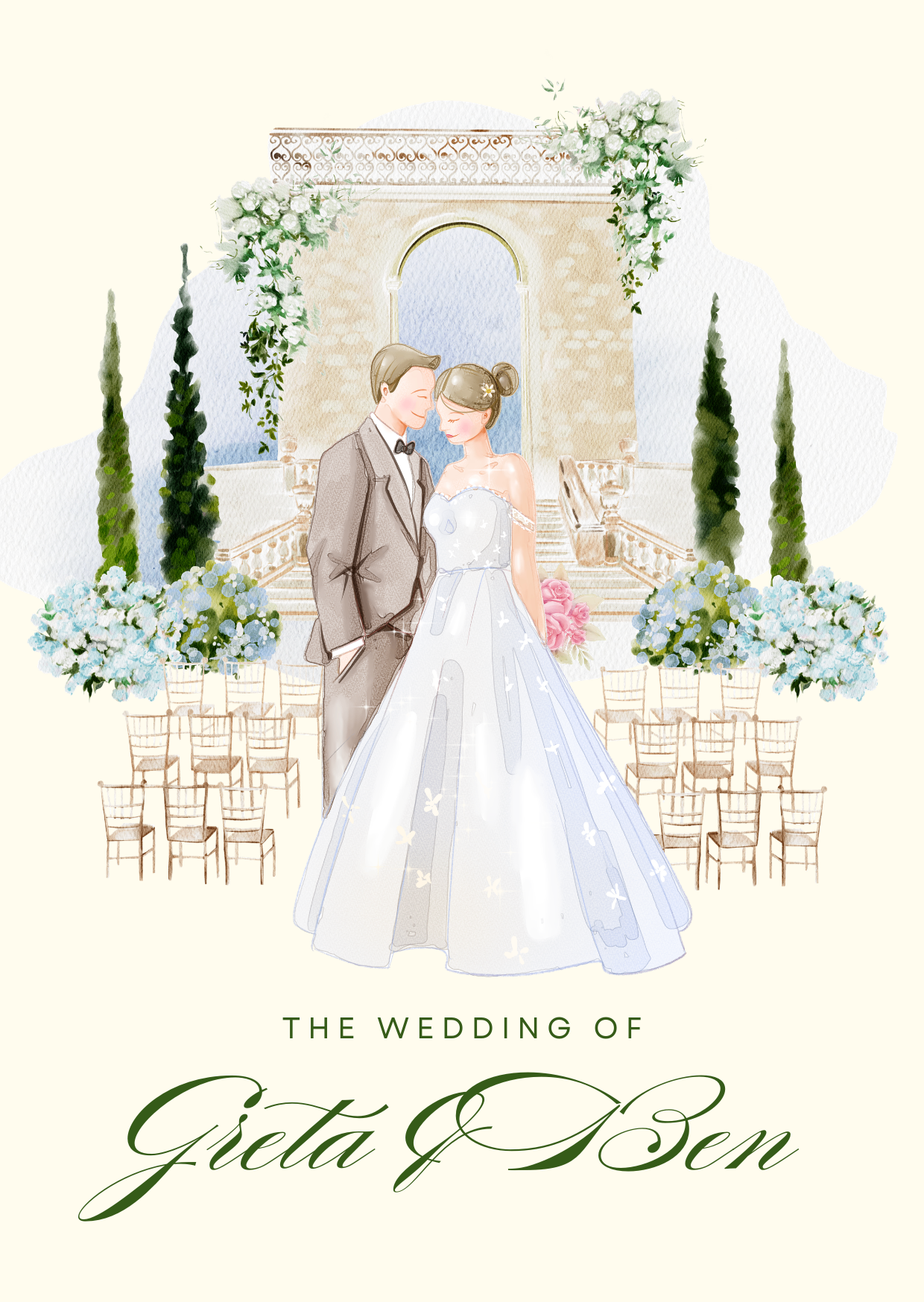 Blue Ceremony Portrait Invite