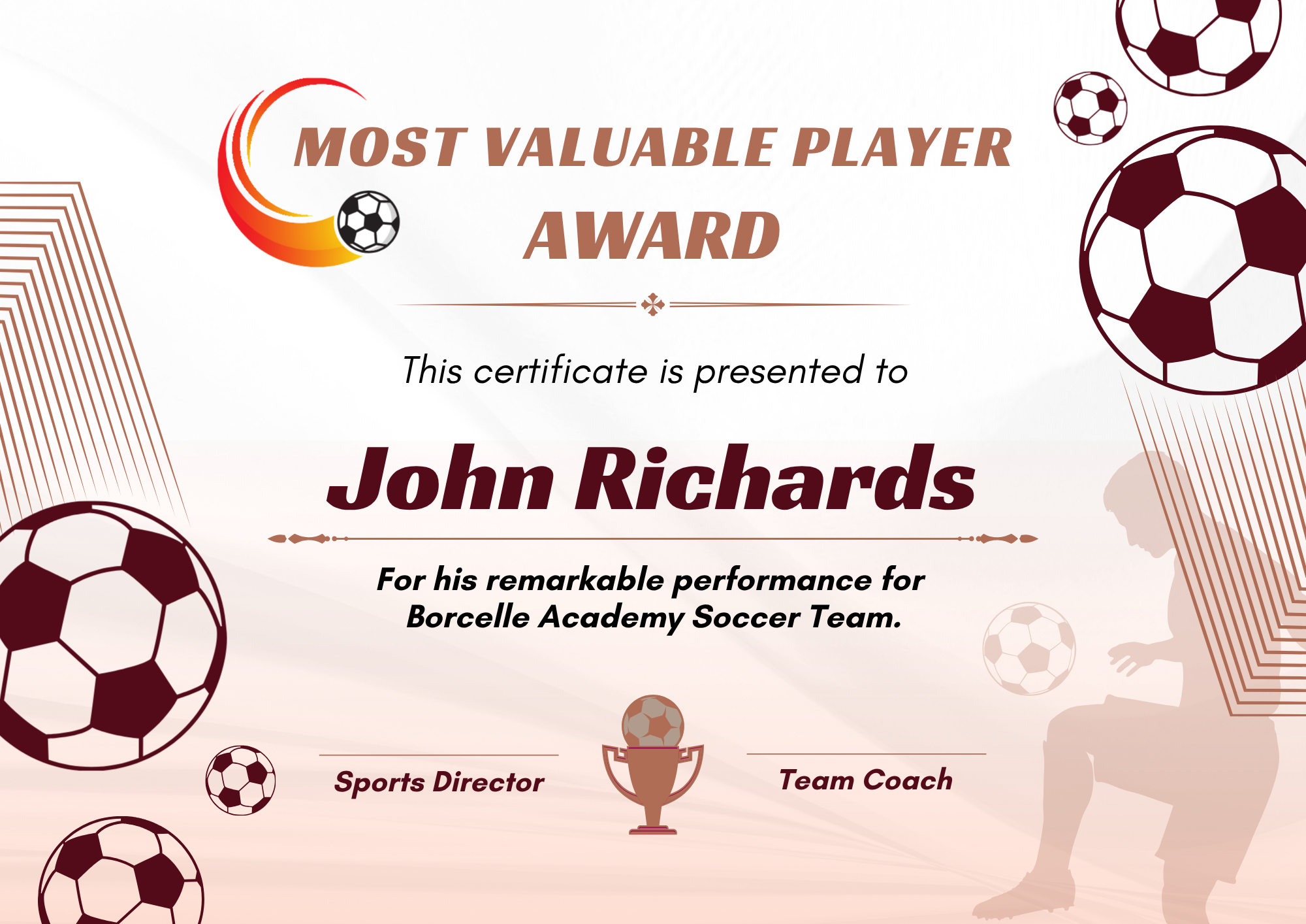 MVP Soccer Award Certificate