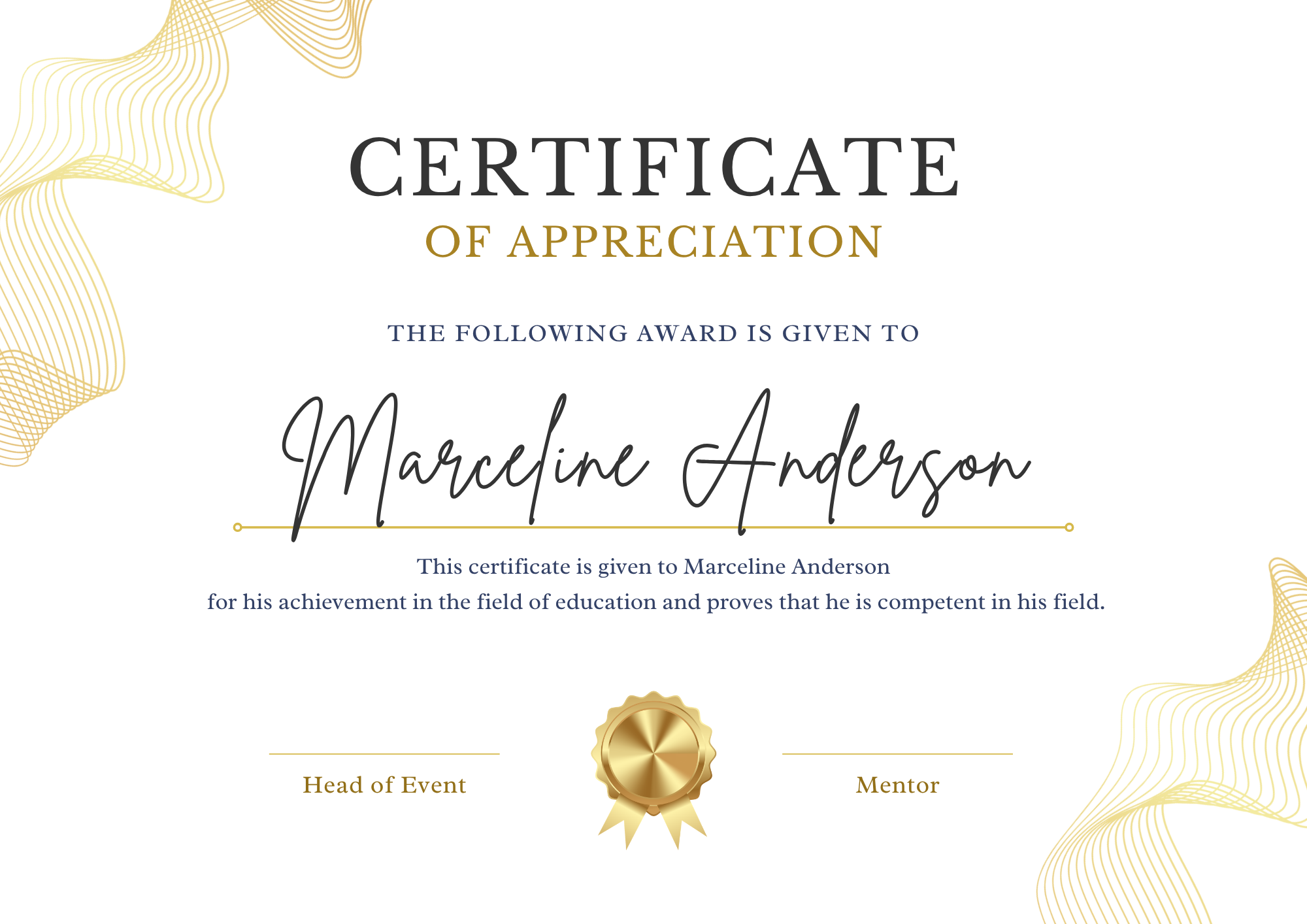 Minimal Gold Appreciation Certificate
