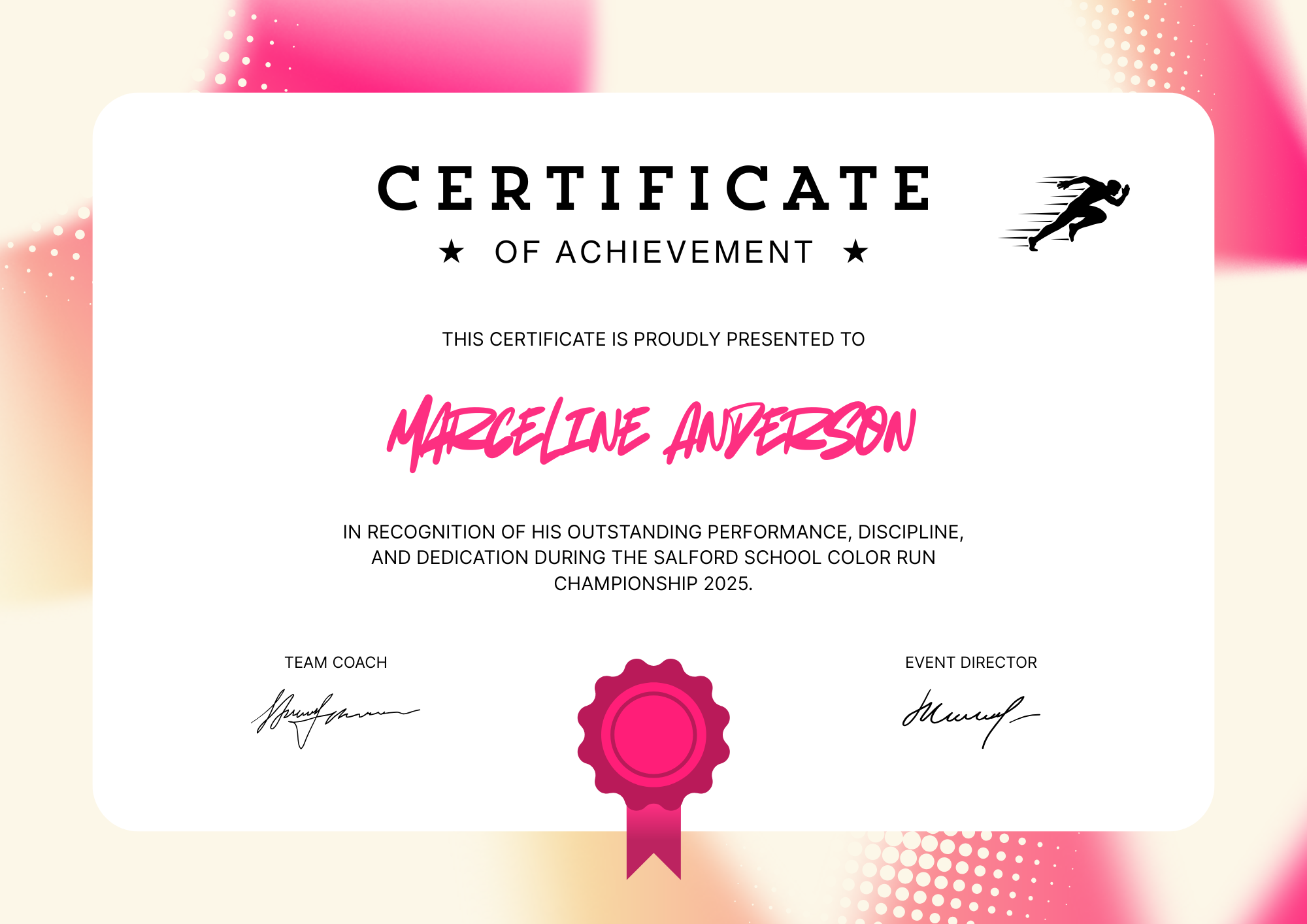 Color Run Sports Certificate