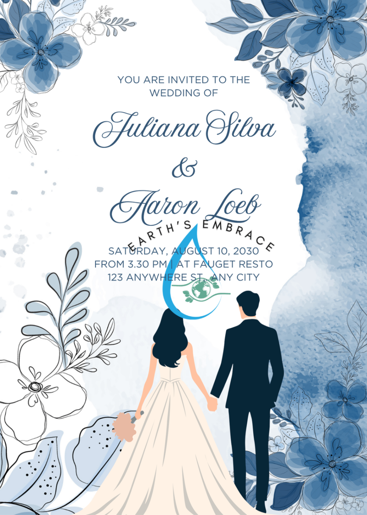 Classic Blue Couple Invite